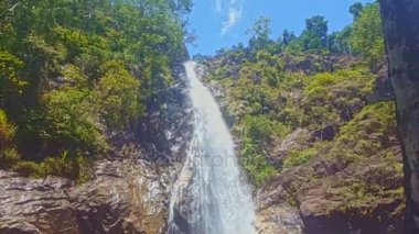 şelale orman kayalar arasında su birikintisi içine düşüyor