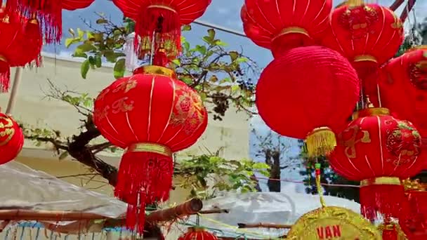 中国的灯笼在街边市场 — 图库视频影像
