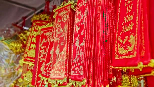 Decoraciones pintadas para el año nuevo vietnamita — Vídeo de stock