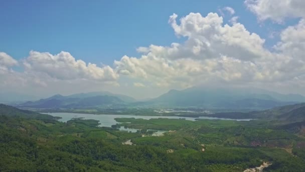 Panoramisch uitzicht over de vallei van de tropische jungle — Stockvideo