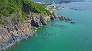 Ocean city karşı defne ve kayalık deniz kıyısı