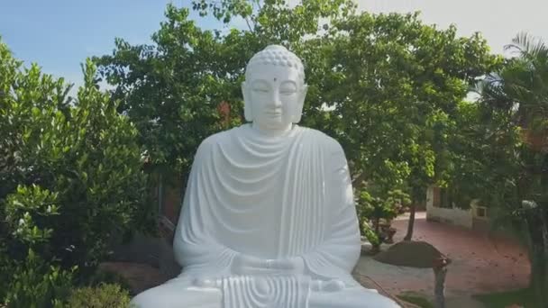 Gran estatua de Buda en el patio del templo — Vídeo de stock