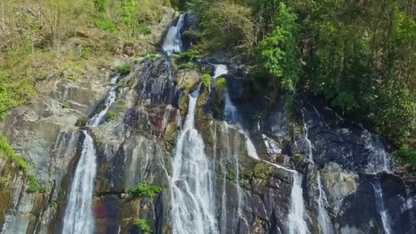 Powerful waterfall in tropical jungle forest — Stock Video