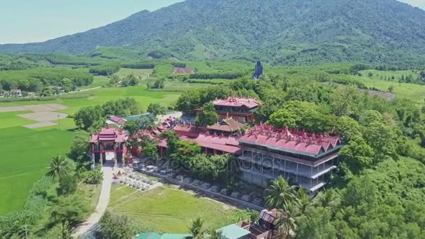 Complexe temple bouddhiste parmi les plantes tropicales — Video