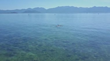 Kız geri okyanus su yüzme