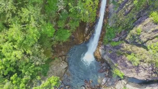 Водопад Тагу в тропических высокогорных джунглях — стоковое видео