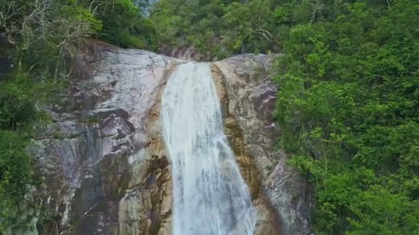 Small waterfall in mountain forest — Stock Video