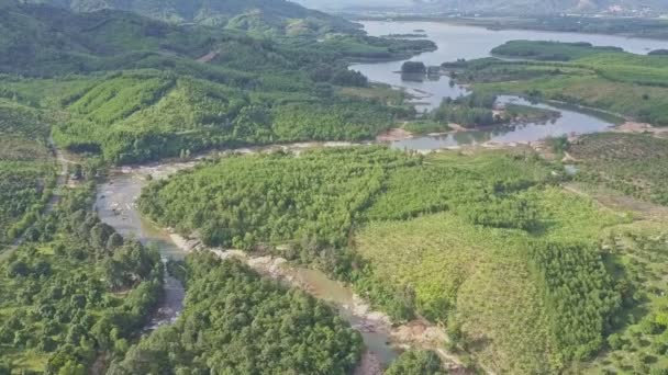 Paysage montagneux avec longue rivière de montagne — Video