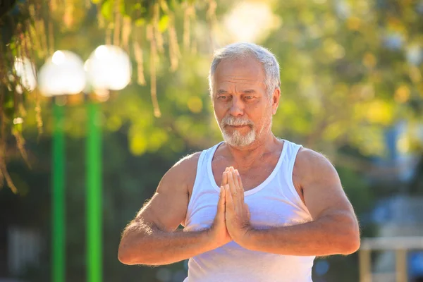 Man Shows Yoga Pose in Park