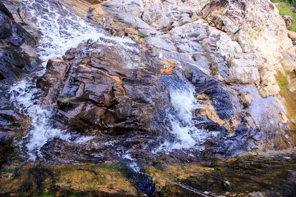 Fluxos rasos espumosos entre pedras no parque — Fotografia de Stock