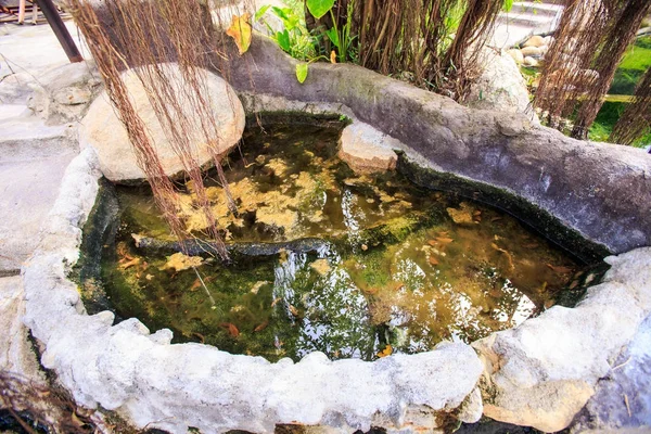 Estanque pequeño rodeado de paredes de piedra i —  Fotos de Stock