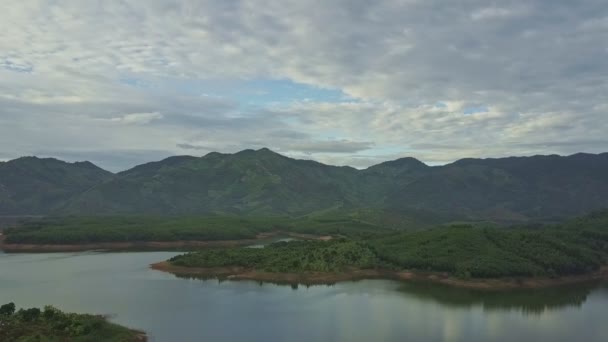 Lake among boundless hilly landscape — Stock Video