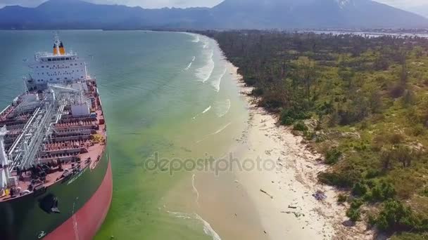Nha Trang Vietnam Novembre 2017 Drone Quitte Grand Pétrolier Sur — Video