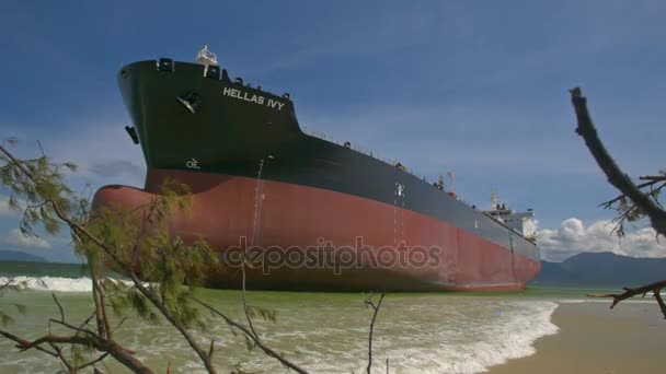 Nha Trang Vietnam Novembre 2017 Vue Arrière Énorme Pétrolier Échoué — Video