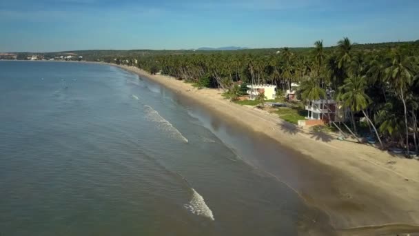 Fantastic Upper Panorama Wide Tranquil Foamy Azure Ocean Wave Moves — Stock Video