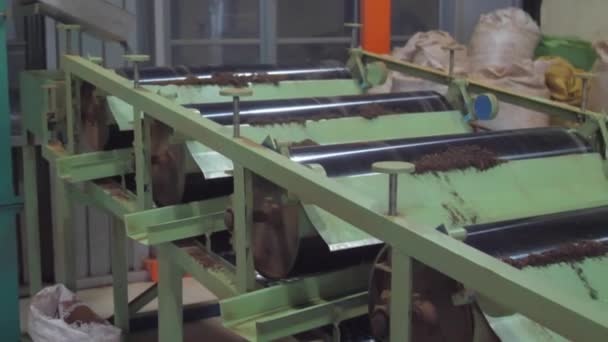 Thé vert secouant machine artisanale avec des feuilles séchées brunes — Video