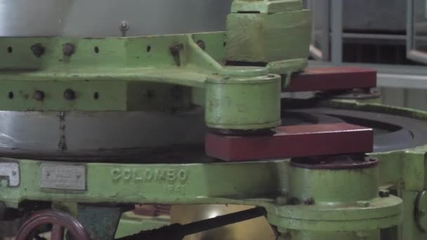 Máquina de secado de hojas de té verde gira sobre soportes especiales — Vídeo de stock