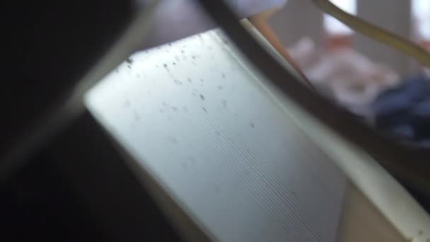 Knoflíky se světly nad osvětlenými detaily s čajovými lístky — Stock video