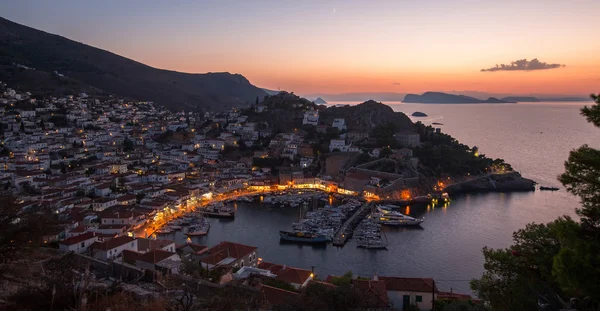 Twilight of Hydra island, Greece — стоковое фото