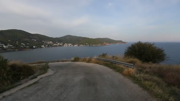 Serpentin vägarna i Poros island — Stockvideo