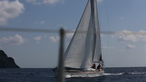 Seglare deltar i segling regatta — Stockvideo