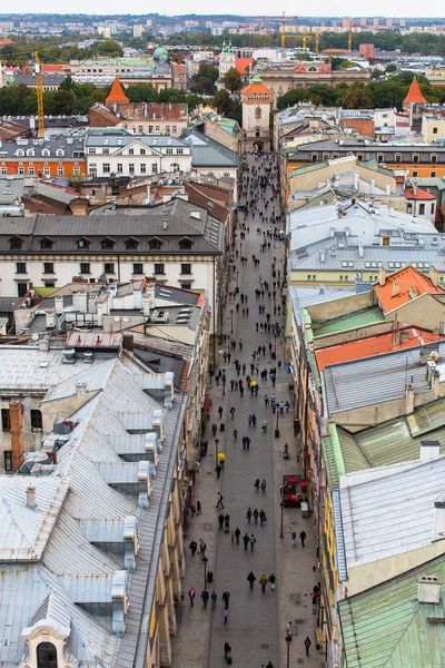 Top view on old center of Krakow — Stock Photo, Image