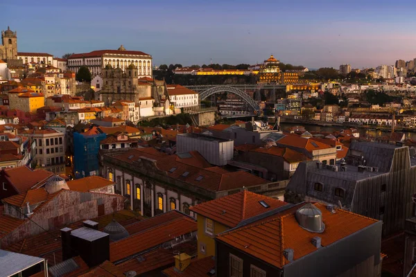 Vista noturna da cidade do Porto — Fotografia de Stock