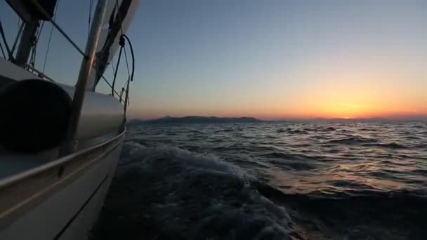 Luxury yacht boat at sunset — Stock Video