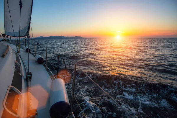 Zeilregatta tijdens zonsondergang — Stockfoto