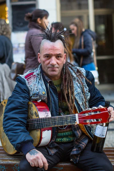 Unknown street musician — Stock Photo, Image