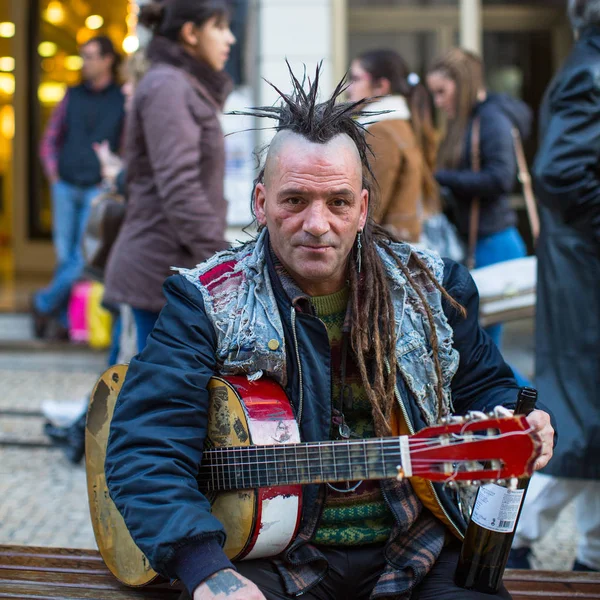 Neznámé pouliční muzikant — Stock fotografie