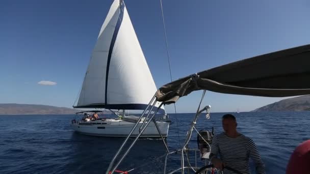 Yacht at Sailing regatta — Stock Video