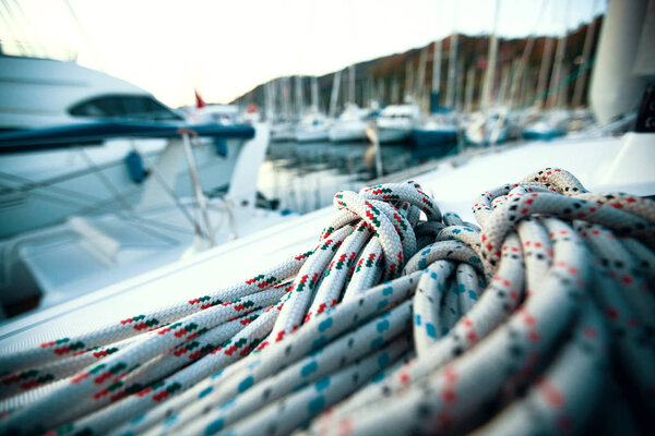 Rope on sailing yacht.
