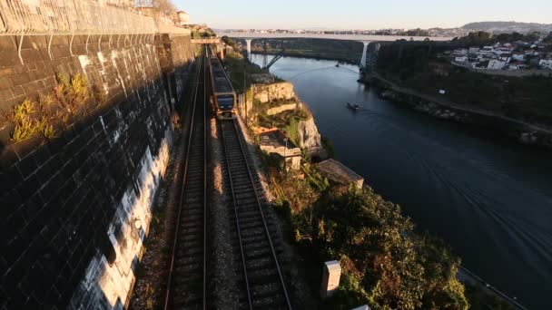 Subway train passing in tunnel — Stock Video