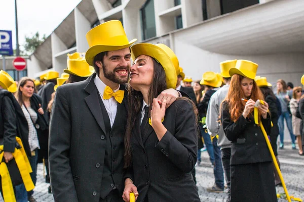 Participantes do Desfile Queima Das Fitas — Fotografia de Stock