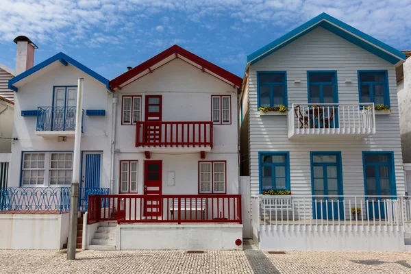 Striped houses in Costa Nova — Stock Photo, Image