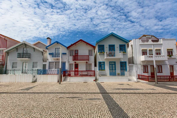 Houses with striped colored painting — Stock Photo, Image