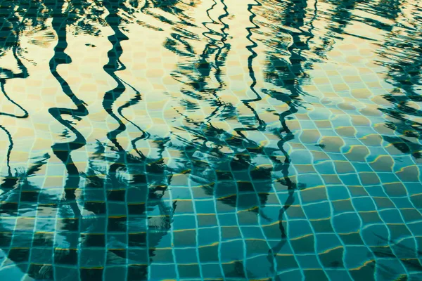 Palmbomen weerspiegeld in het water — Stockfoto