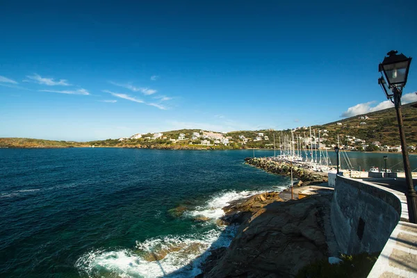 View of Marina at the Andros island — Stock Photo, Image