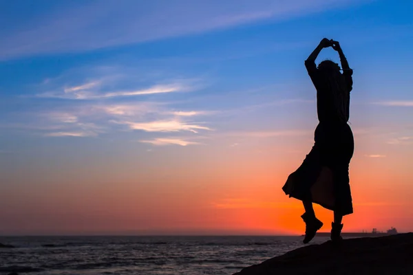 Silhouette donna attività — Foto Stock