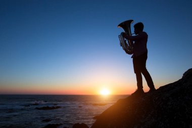 Müzisyen oyun tuba silüeti 