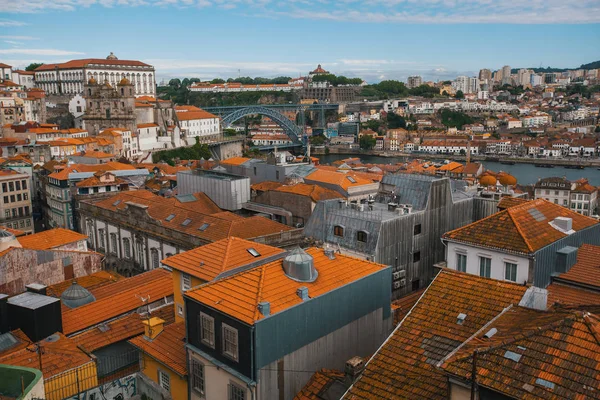 Fågelperspektiv Visa gamla centrum av Porto — Stockfoto