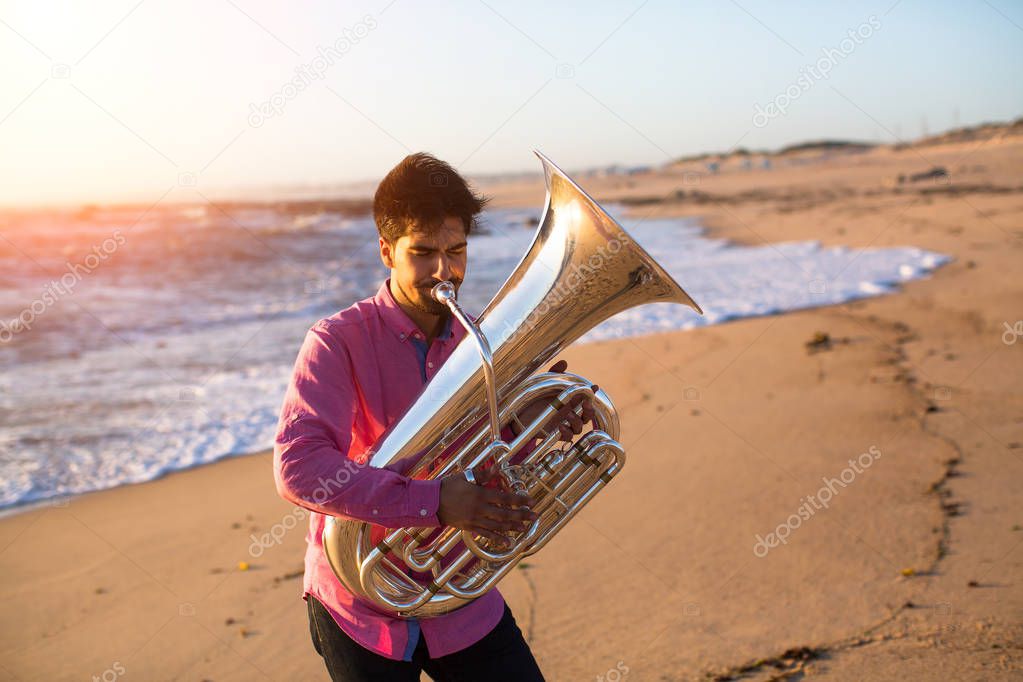 Musician playing  tuba