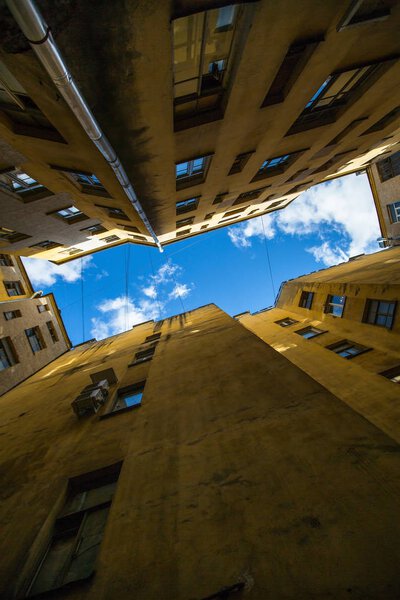 Courtyard structure shapes in St. Petersburg, Russia.