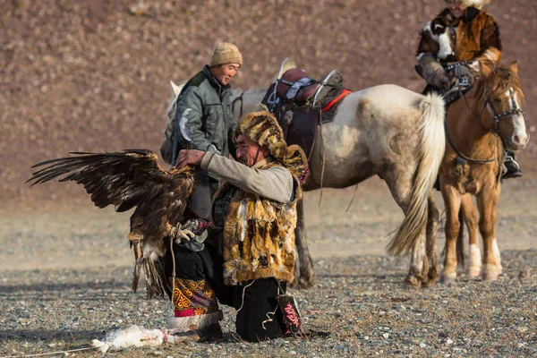 카자흐어 독수리 사냥꾼 — 스톡 사진