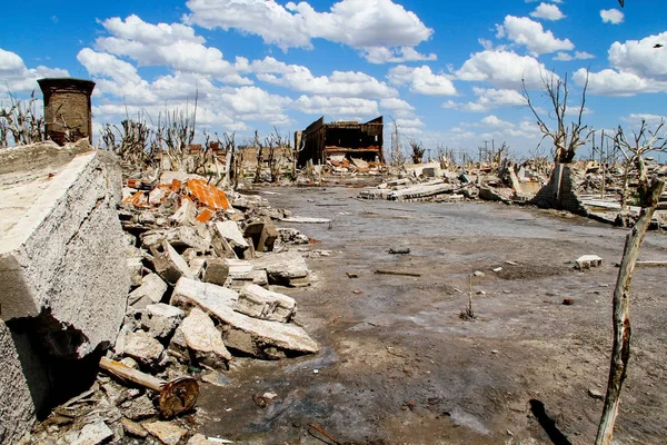 Abandoned ghost city. Ruins of the deceased town in Argentina.