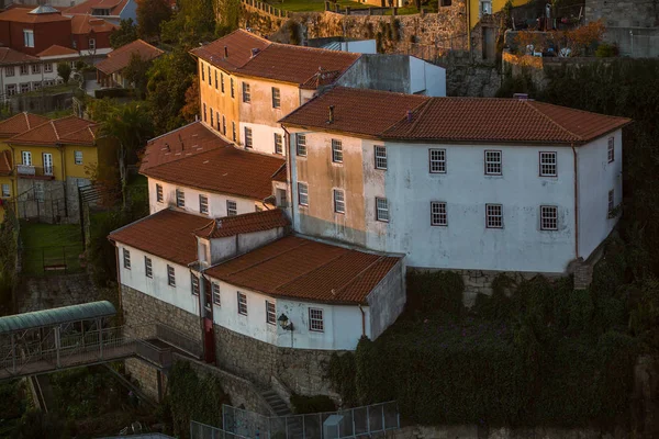 Huizen Oude Stad Porto Bij Zonsondergang Licht Portugal — Stockfoto