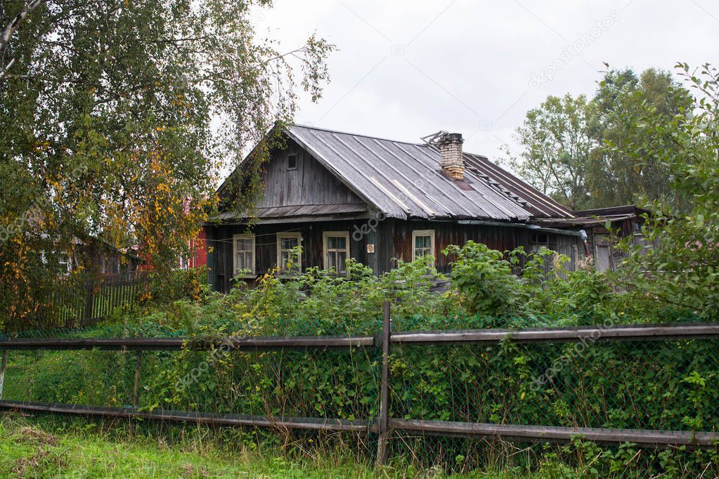 typical wooden rural house in Northern Karelia, Russia.