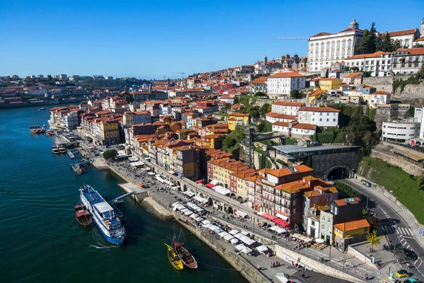 Rivière Douro Remblai Ribeira Dans Centre Historique Porto Portugal — Photo