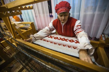 Vazhiny, Leningrad Region, Rusya Federasyonu - 21 Aralık 2017: Dekoratif sanat 